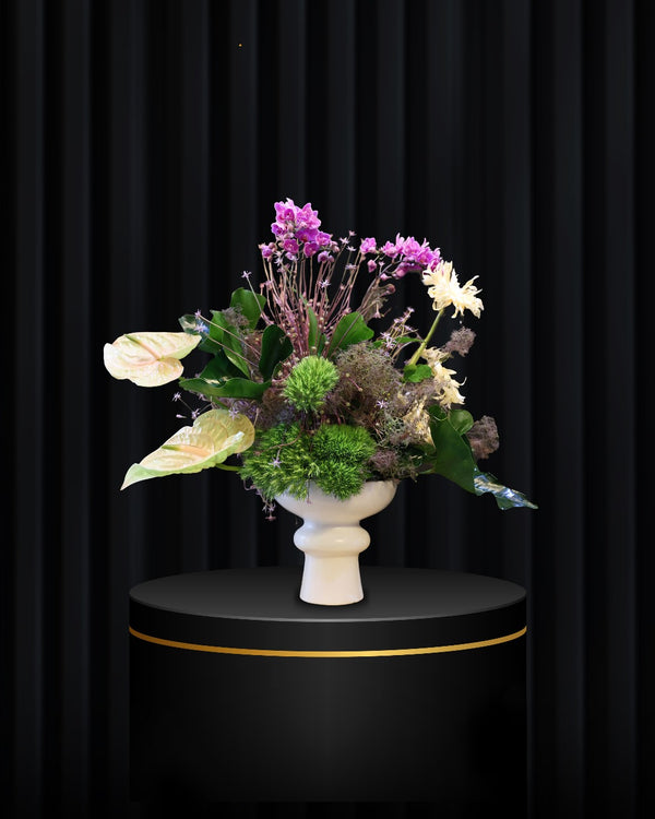Velvet Grace – Modern Orchid & Anthurium Floral Vase