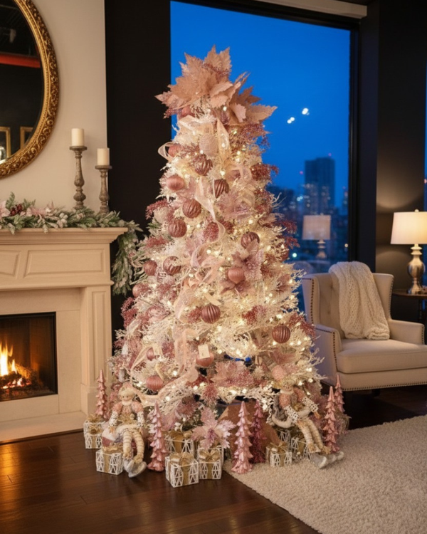 Chic Rose Gold & Blush Pink 2m Luxury Christmas Tree Set