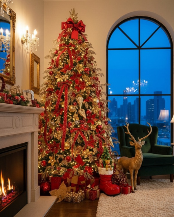 Pre-Decorated 3m Christmas Tree & Reindeer Set