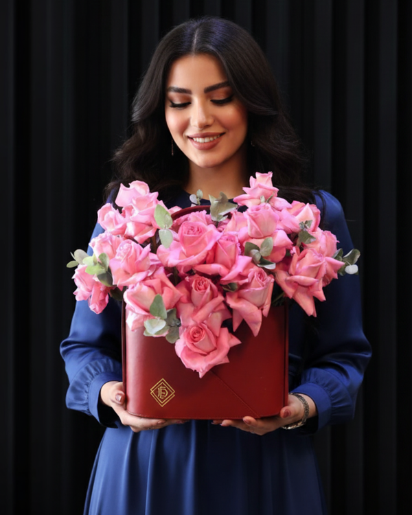 Signature Red Bag with Revival Pink Roses