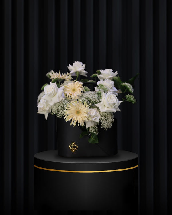 Noir Élan – Signature Black Leather Floral Bag