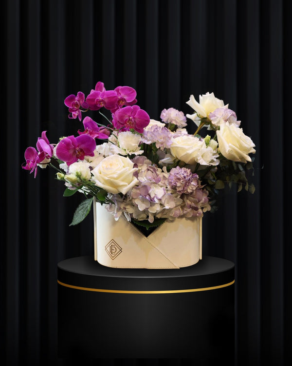 White Harmony – Orchid & Rose Signature Leather Bag