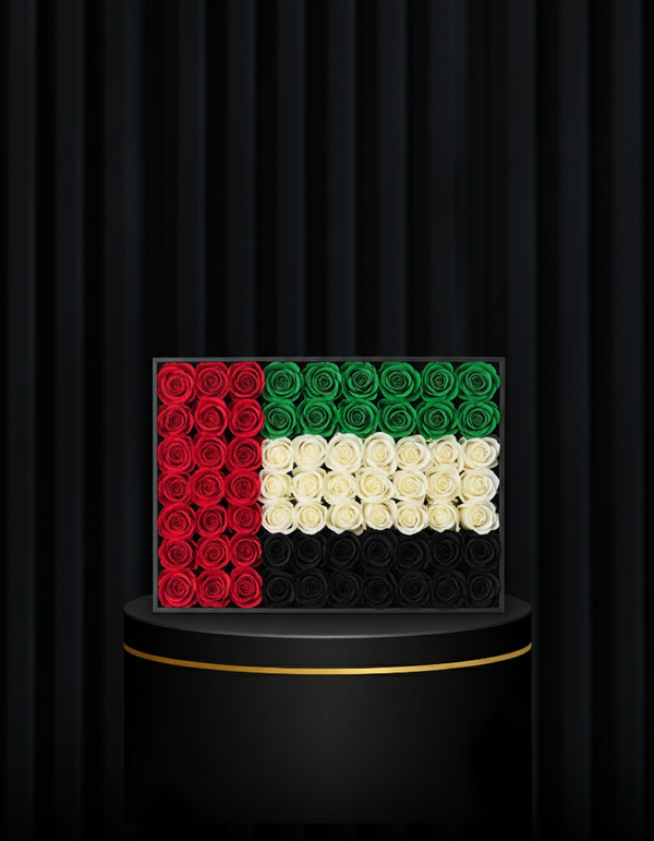 UAE National Day Flag Roses Hatbox Arrangement